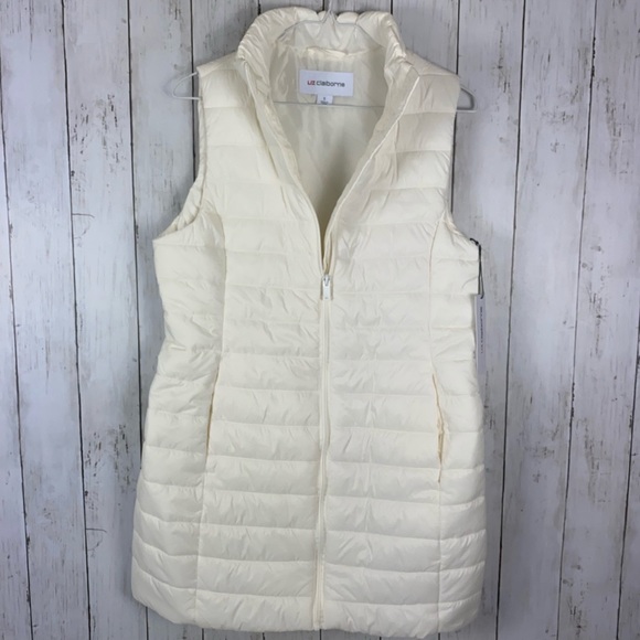 Liz Claiborne Quilted Puffer Vest Jacket Cream Ivory Women’s Sz S NWT - Picture 3 of 8